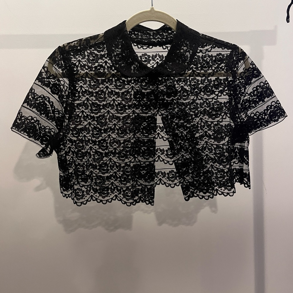 Vintage lace cropped blouse